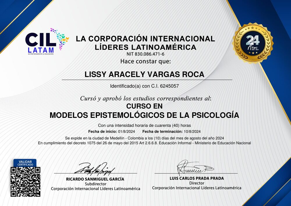 Curso en Modelos Epistemológicos de la Psicología (40 hrs)